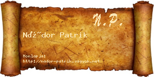 Nádor Patrik névjegykártya