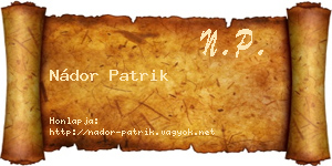 Nádor Patrik névjegykártya